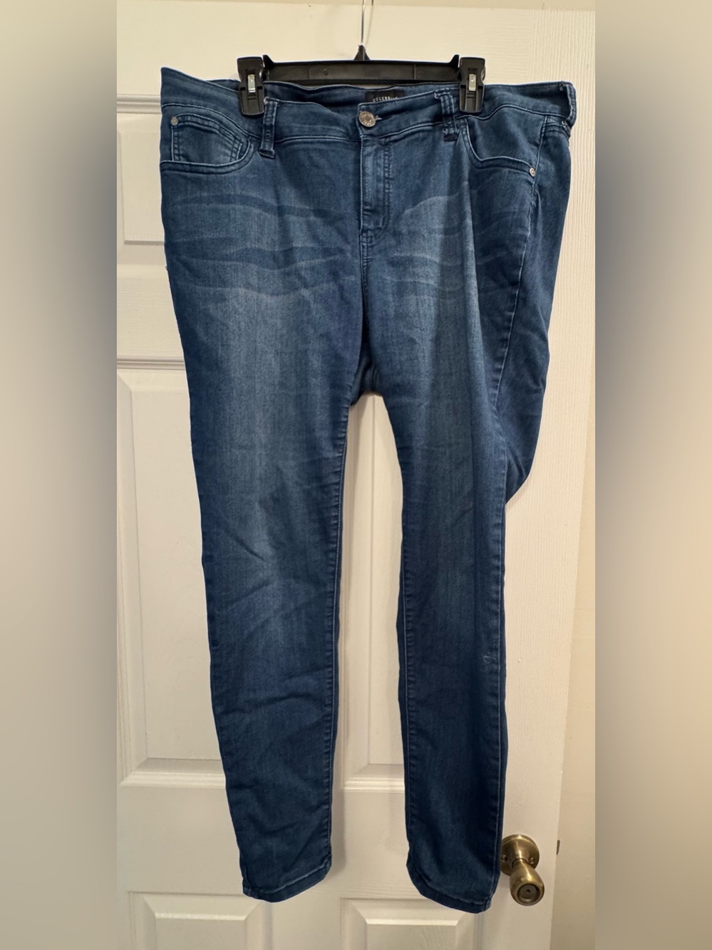 Celebrity Pink Skinny Jeans in Dark Blue Wash